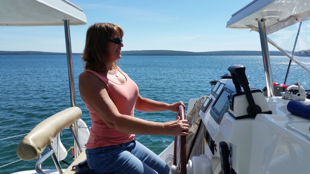 Jen at the helm