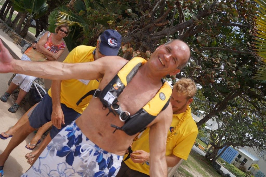 Michael participating at the PFD & Life Raft Demo