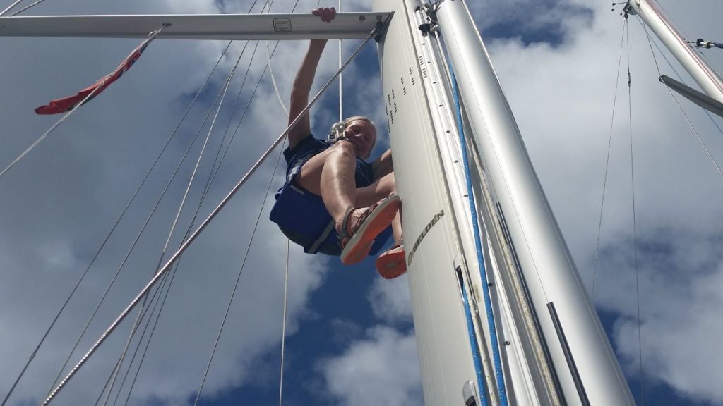 Cindy coming back down from top of the mast